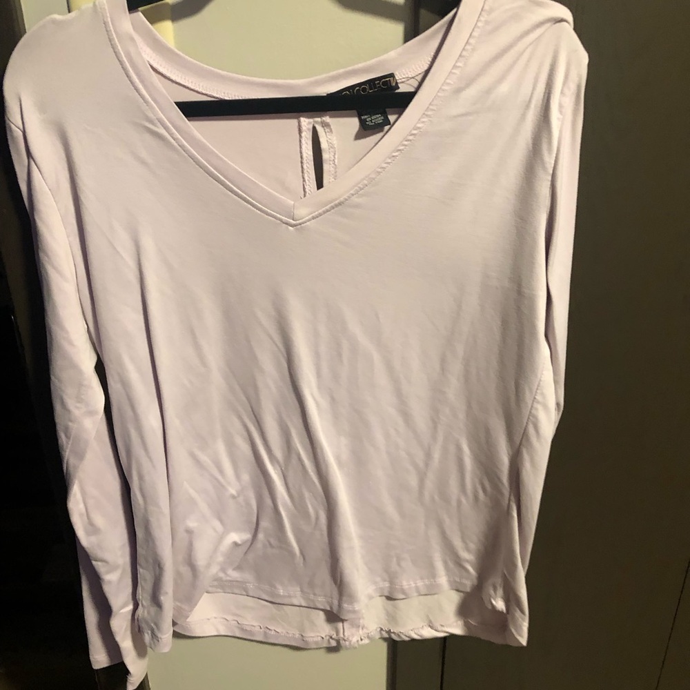 Avenue Plus Lavender V-Neck Long Sleeve Top